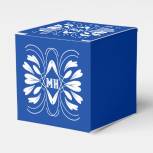 Monogrammed Elegant Royal Blue Custom Favour Box