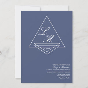 Monogrammed Elegant Script Blue Wedding Invitation