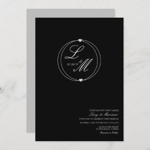 Monogrammed Elegant Script Circular Heart Wedding Invitation
