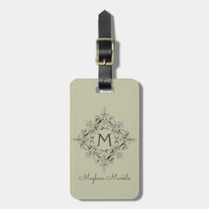 Monogrammed elegant script luggage tag