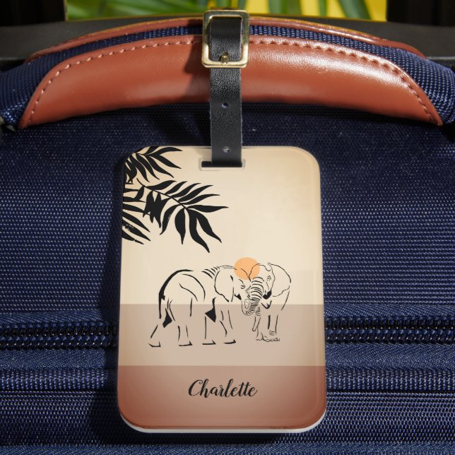 Monogrammed "Elephant Lover" Luggage Tag (Front Insitu 2)
