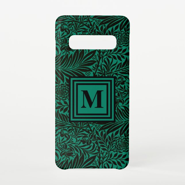 Monogrammed Emerald Green Botanical Pattern Samsung Galaxy Case (Back)