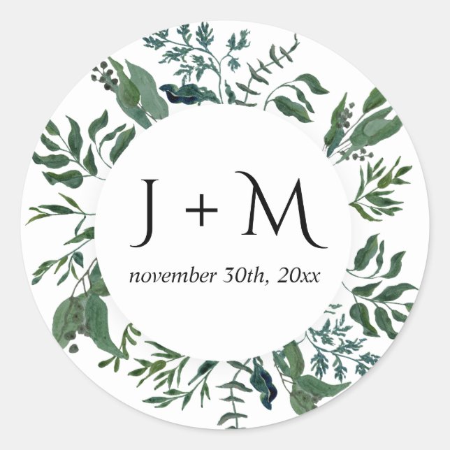 Monogrammed Envelope Seal Emerald Forest Foliage (Front)