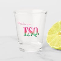 Monogrammed ESQ. Ombre Pink & Green Shot Glass