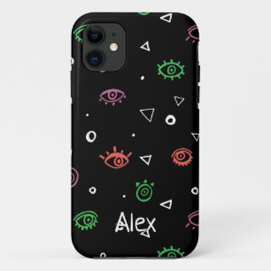 Monogrammed Evil Eye Pattern Add First Name Case-Mate iPhone Case