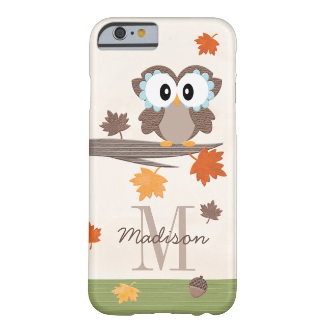 Monogrammed Fall Owl Case-Mate iPhone Case (Back)