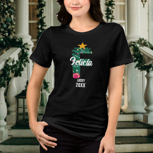 Monogrammed Family Christmas F Initial Matching Tri-Blend Shirt