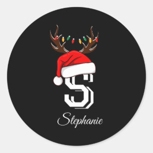 Monogrammed Family Christmas Matching Outfits _1 Classic Round Sticker