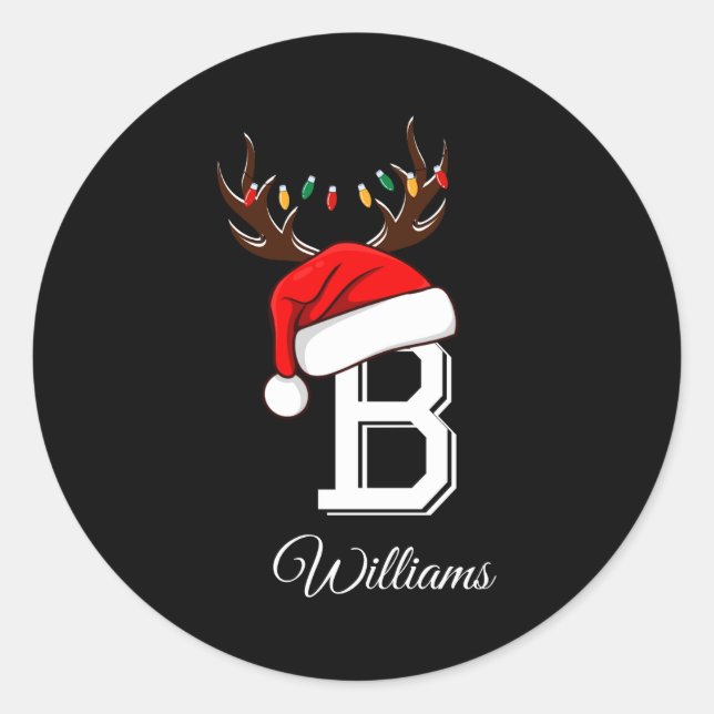 Monogrammed Family Christmas Matching Outfits _3  Classic Round Sticker (Front)