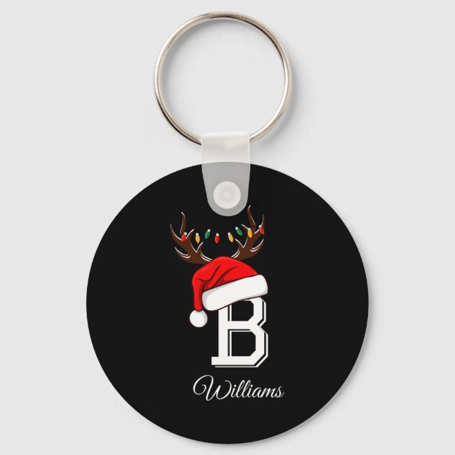 Monogrammed Family Christmas Matching Outfits _3  Key Ring (Front)