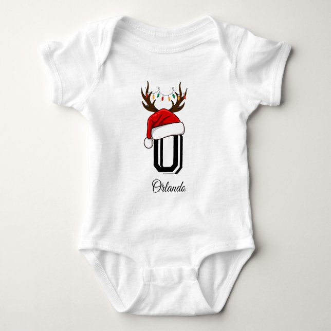 Monogrammed Family Christmas Matching Outfits Baby Bodysuit (Front)