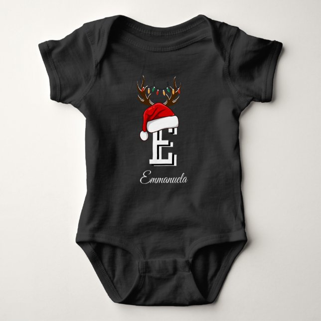 Monogrammed Family Christmas Matching Outfits Baby Bodysuit (Front)