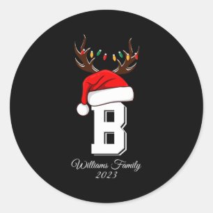Monogrammed Family Christmas Matching Outfits Classic Round Sticker