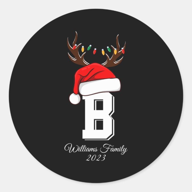Monogrammed Family Christmas Matching Outfits  Classic Round Sticker (Front)