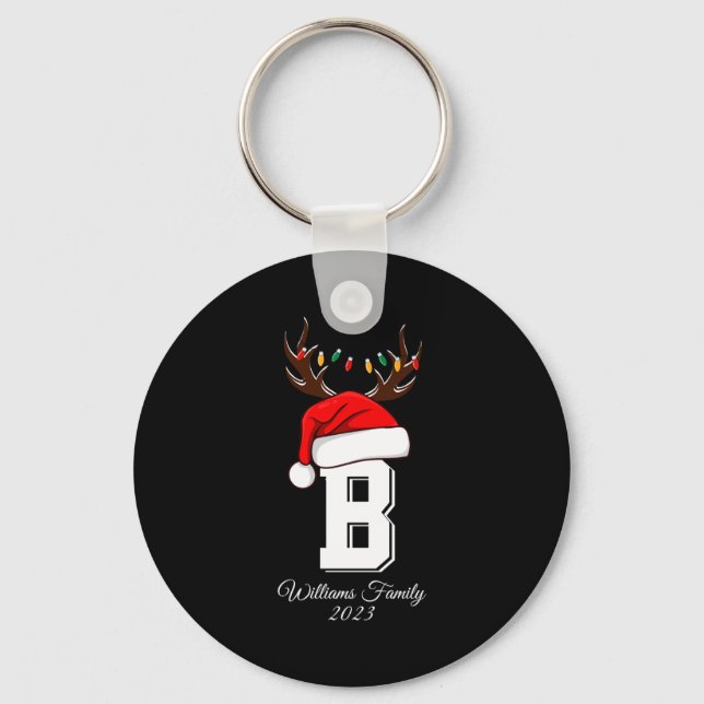 Monogrammed Family Christmas Matching Outfits  Key Ring (Front)