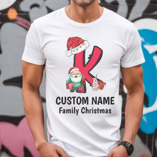 Monogrammed Family Christmas Personalise With Name T-Shirt