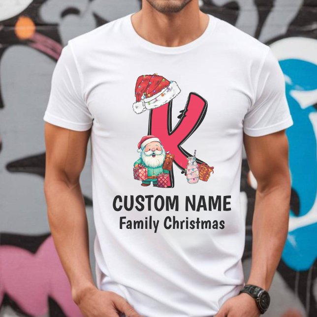 Monogrammed Family Christmas Personalise With Name T-Shirt (Creator Uploaded)