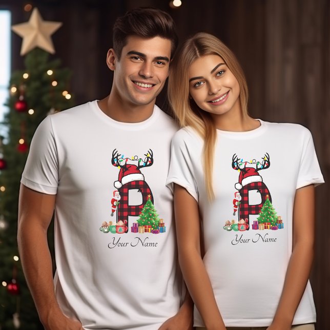 Monogrammed Family Christmas Personalise With Name T-Shirt (Creator Uploaded)