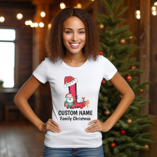 Monogrammed Family Christmas Personalise With Name T-Shirt