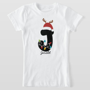 Monogrammed Family Christmas Personalise With Name T-Shirt