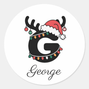 Monogrammed Family Christmas Personalised Holiday Classic Round Sticker