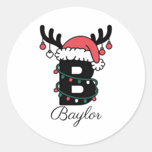 Monogrammed Family Christmas Personalised Holiday Classic Round Sticker