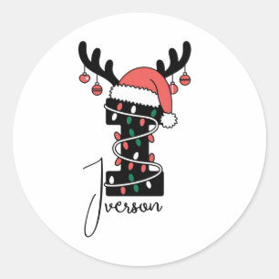 Monogrammed Family Christmas Personalised Holiday Classic Round Sticker