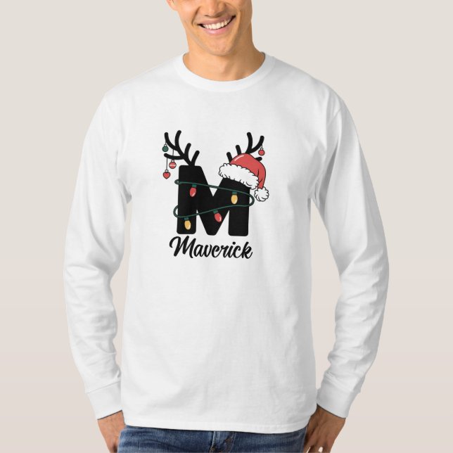 Monogrammed Family Christmas |Personalised Holiday T-Shirt (Front)