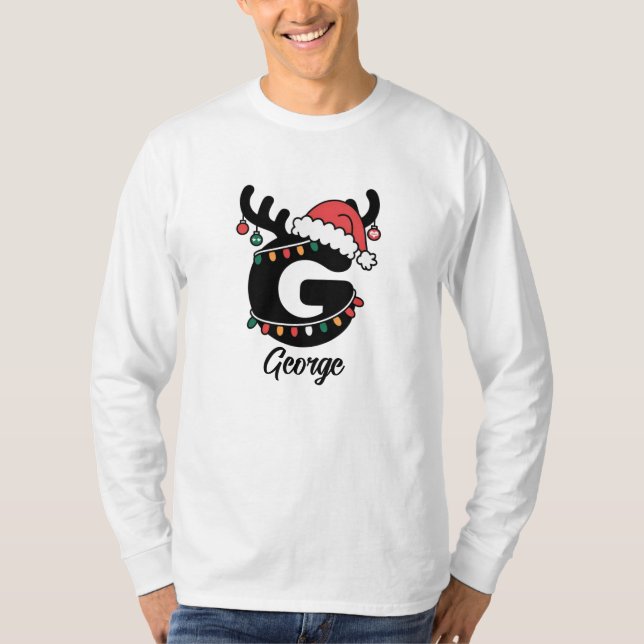Monogrammed Family Christmas |Personalised Holiday T-Shirt (Front)