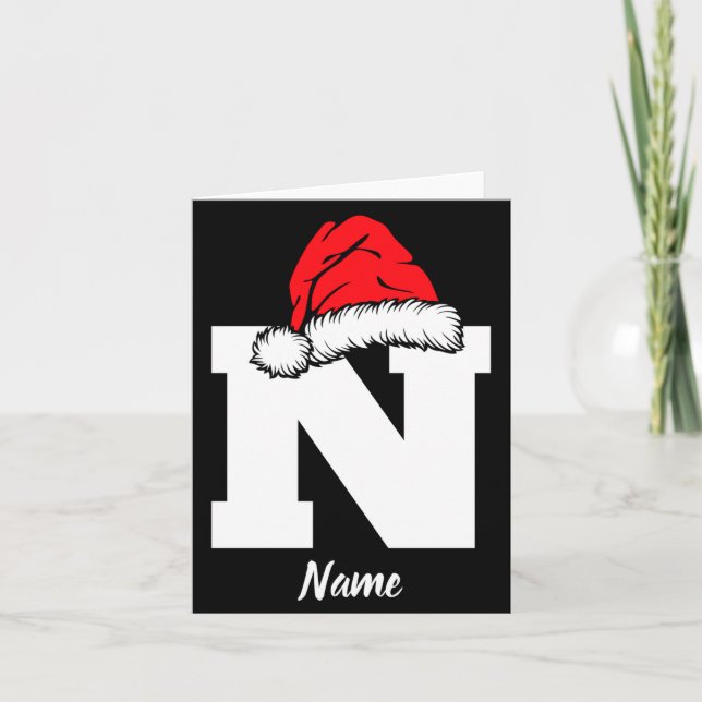Monogrammed Family Christmas With Name  Card (Front)