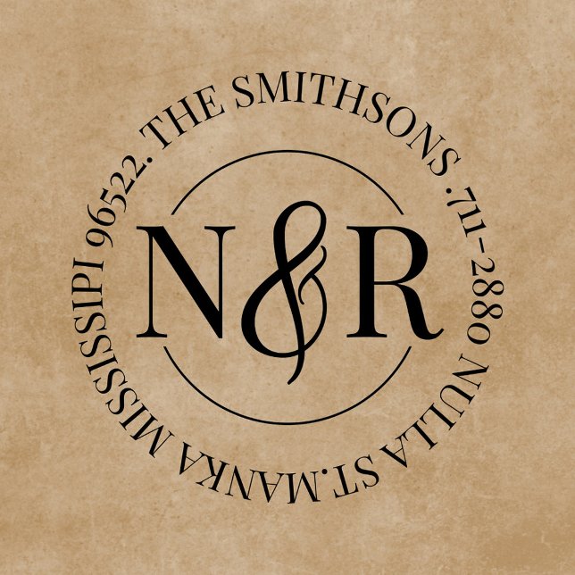    Monogrammed Family Name Return Address Circular Rubber Stamp (Creator Uploaded)