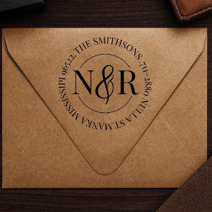 Monogrammed Family Name Return Address Circular Self-inking Stamp