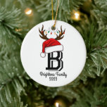 Monogrammed Family Name Santa Claus Christmas  Ceramic Tree Decoration<br><div class="desc">Monogrammed Family Name Santa Claus Christmas</div>