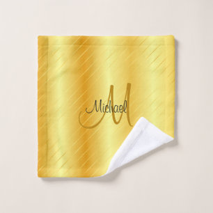 Monogrammed Faux Gold Elegant Modern Template Wash Cloth