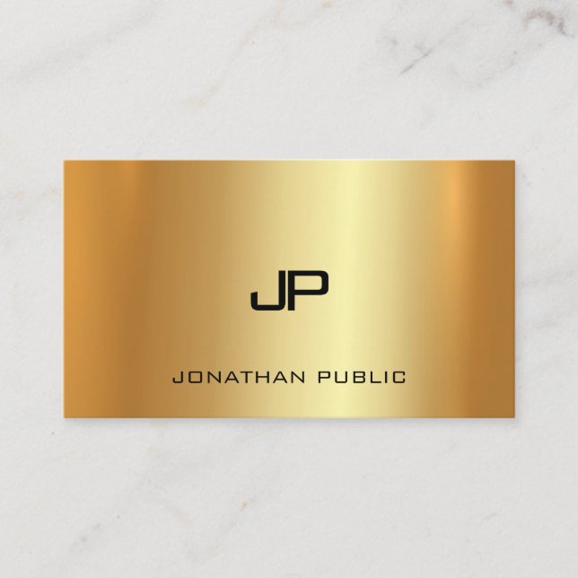 Monogrammed Faux Gold Modern Luxurious Template Business Card (Front)
