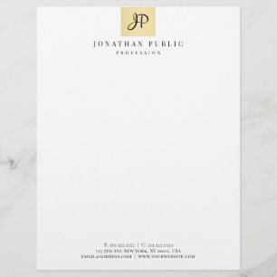 Monogrammed Faux Gold Template Glamour Trendy Custom Letterhead