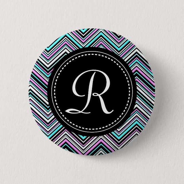 Monogrammed Feminine Tribal Chevron Pattern 6 Cm Round Badge (Front)