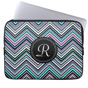 Monogrammed Feminine Tribal Chevron Pattern Laptop Sleeve