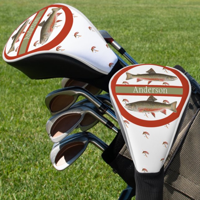 Monogrammed Fishermen Fly Fishing Brook Trout  Golf Head Cover (Creator Uploaded)