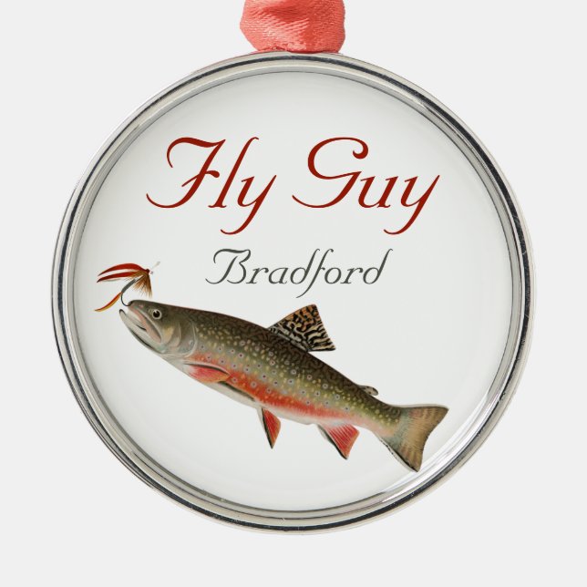 Monogrammed Fishermen  Fly Fishing lure  Metal Orn Tree Decoration (Front)