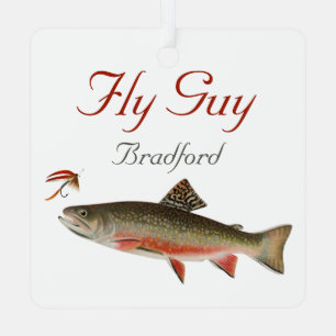 Monogrammed Fishermen  Fly Fishing lure  Metal Orn Tree Decoration