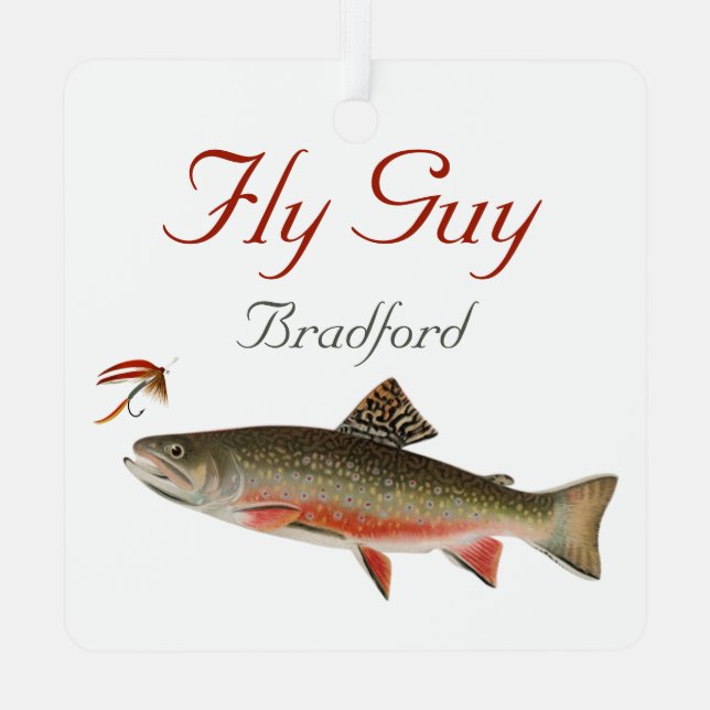 Monogrammed Fishermen  Fly Fishing lure  Metal Orn Tree Decoration (Back)