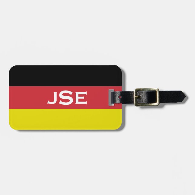 Monogrammed ~ Flag of Germany Luggage Tag (Front Horizontal)