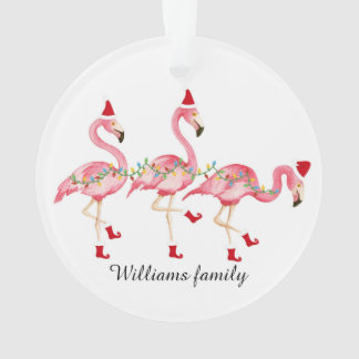 Monogrammed Flamingo Christmas ornament