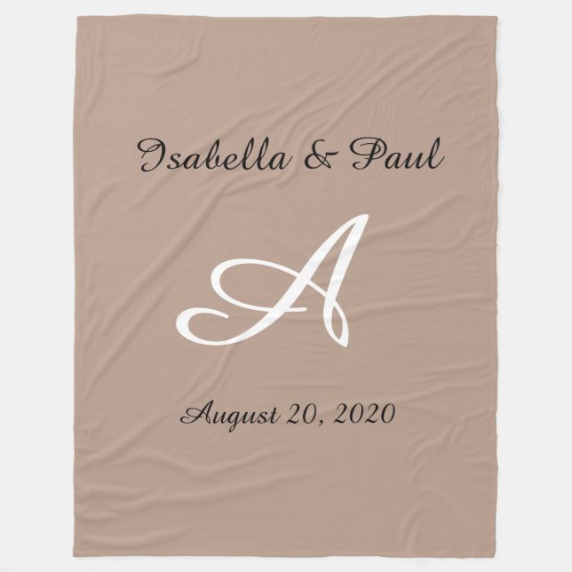 Monogrammed fleece blanket, wedding gift (Front)
