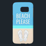 Monogrammed Flip Flops on Sand Modern Beach Please<br><div class="desc">Beach Please. Protect your cell phone in style with this modern minimalist beach theme Galaxy S7 Case. Cover design features personalised monogrammed flip-flops with your initials and a simple sand, sea, and sky coastal inspired colour block design. All text can be changed or deleted. The trendy tropical design with cute...</div>