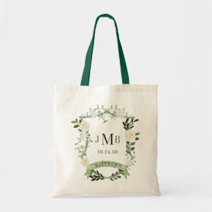 Monogrammed Floral Crest Welcome Tote Bag