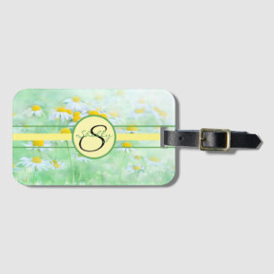 Monogrammed Floral Daisies Luggage Tag