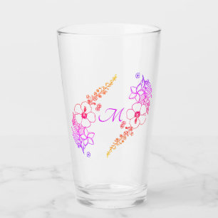 Monogrammed Floral Glass Tumbler
