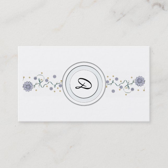 Monogrammed Floral Profile Business Cards Template (Front)